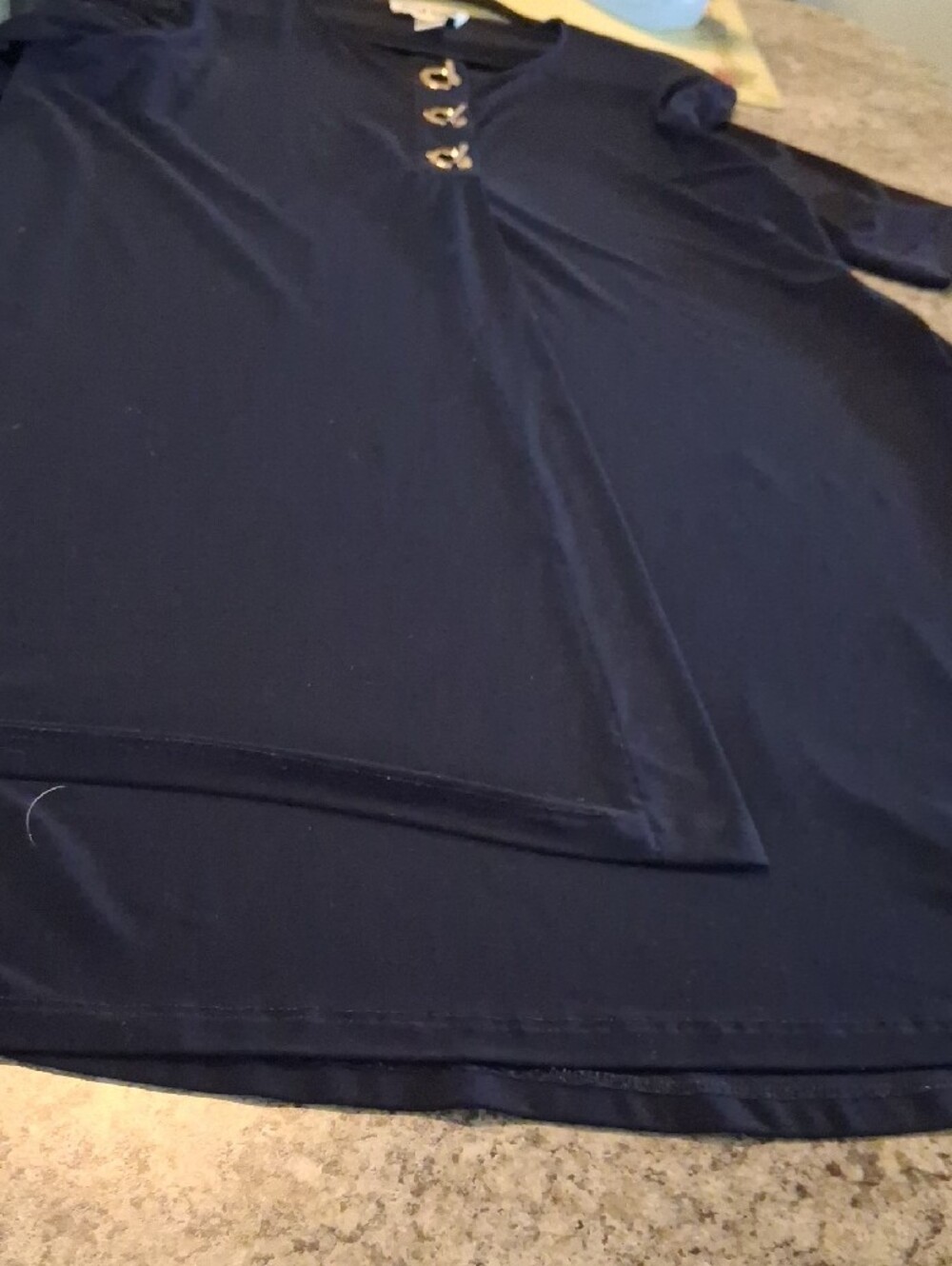 Joseph Ribkoff Black Asymmetrical Tunic with Gold Accent Buttons - Picture 10 of 11